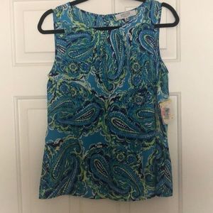 Kasper Sleeveless Paisley Top Size M